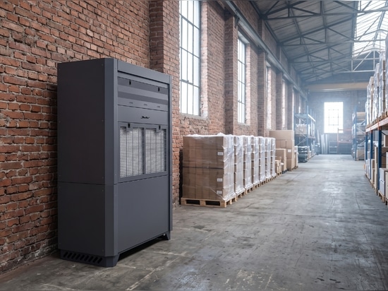 DanVex DEH-5K Industrie-Luftentfeuchter in einem unbeheizten Backsteinlagerhaus