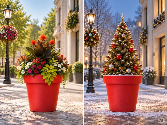 Von Sommerblumen bis hin zu Weihnachtsdekoration: ein Wechsel der Jahreszeiten