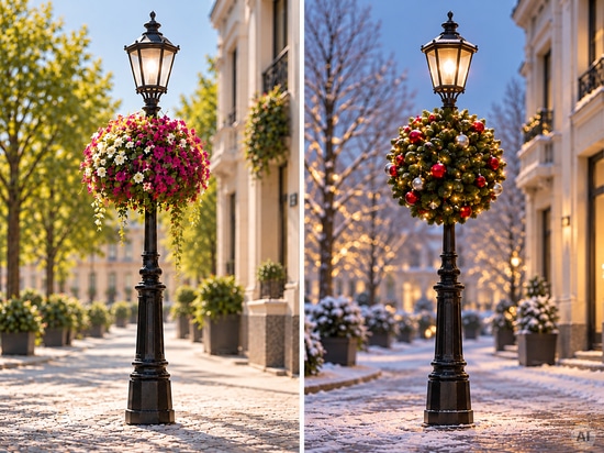 Von Sommerblumen bis hin zu Weihnachtsdekoration: ein Wechsel der Jahreszeiten