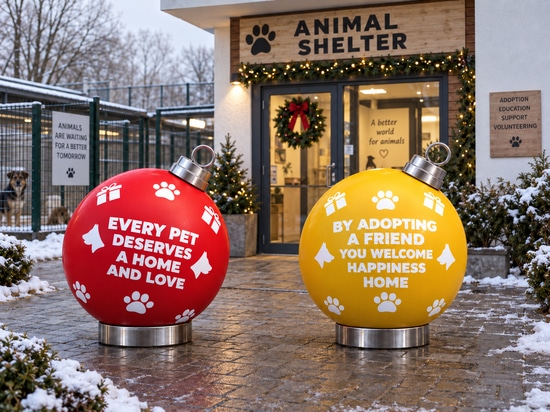 Bedeutungsvolle Weihnachtsdekoration: XXL-Kugeln mit einer Botschaft