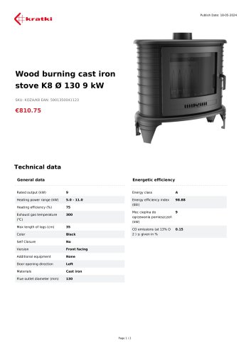 Wood burning cast iron stove K8