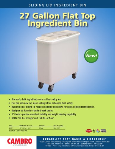 SLIDING LID INGREDIENT BIN