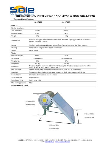 THERMOSIPHON SYSTEM FINO 150-1-T250 & FINO 200-1-T270