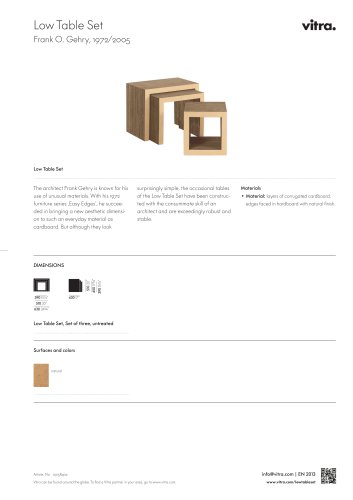 Low Table Set Factsheet