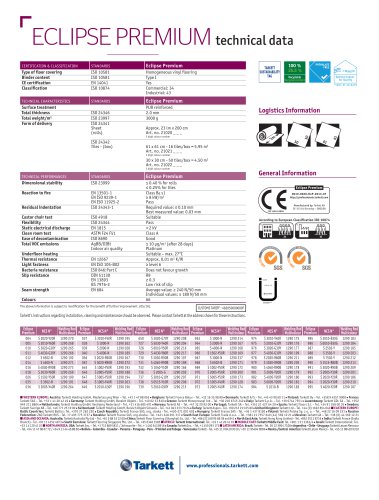 ECLIPSE PREMIUM technical data