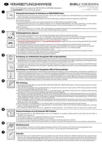 VERARBEITUNGSHINWEISE