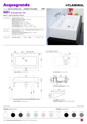 Acquagrande 100  bench - wall