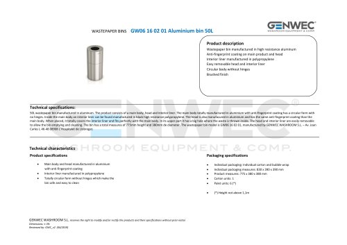 GW06 16 02 01 Aluminium bin 50L