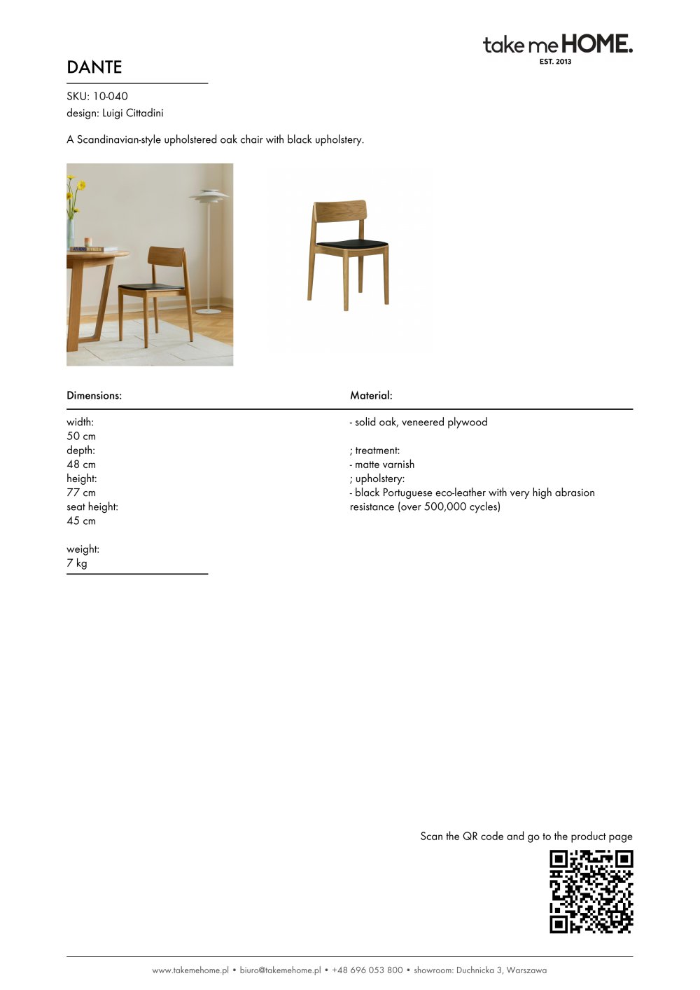 Dante - Product Sheet - take me HOME.