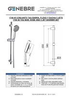 1748 45 TAU BAR, HOSE AND 5 JET SHOWER SET