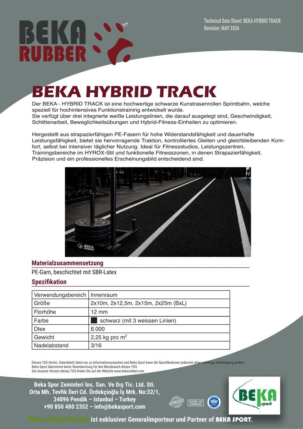 Kunstrasen Sprintbahn BEKA HYBRID TRACK - Beka Sport