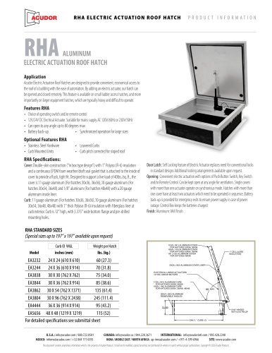 RHA ELECTRIC ACTUATION ROOF HATCH