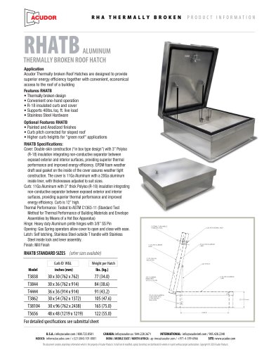 RHATB THERMALLY BROKEN ROOF HATCH