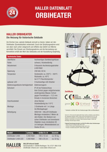 Datenblatt HALLER OrbiHeater