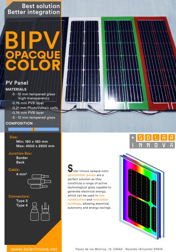 BIPV-Solar Photovoltaic Panels-Colors-Opaque