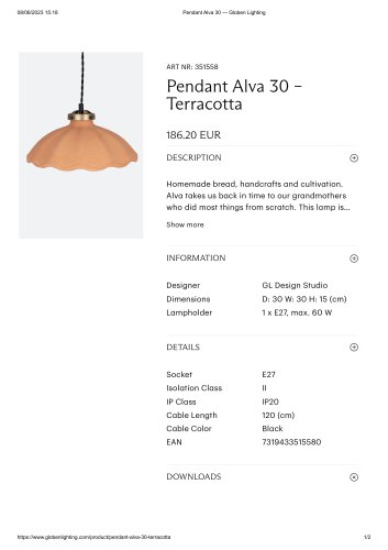 Pendant Alva 30 – Terracotta