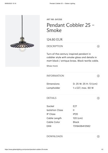 Pendant Cobbler 25 – Smoke