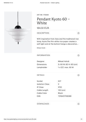 Pendant Kyoto 60 – White