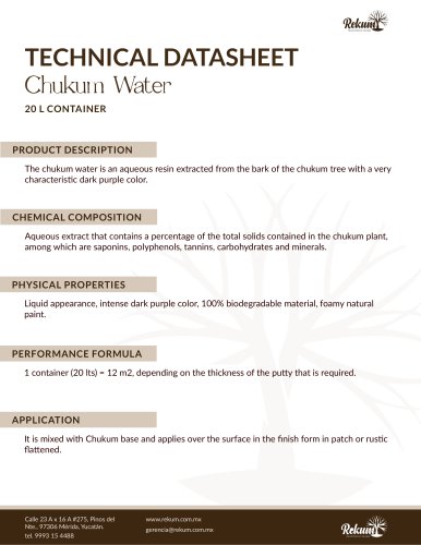 Technical datasheet - chukum water