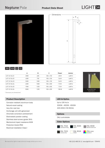 Neptune Wooden Single Pole Datasheet