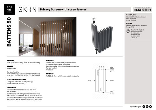 Data Sheet Privacy Screen with screw leveler