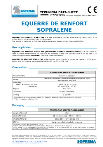 EQUERRE DE RENFORT SOPRALENE