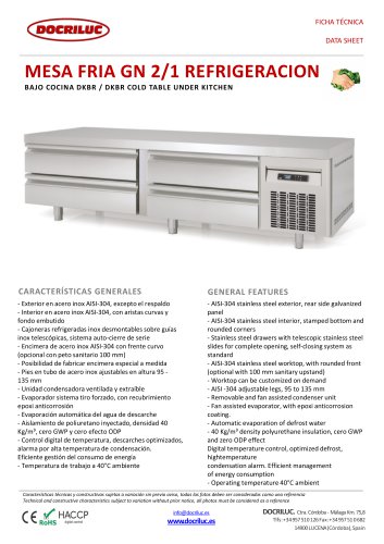 MESA FRIA GN 2/1 REFRIGERACION