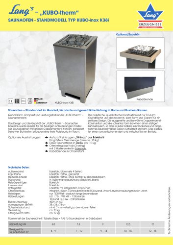 SAUNAOFEN - STANDMODELL TYP KUBO-inox K38i