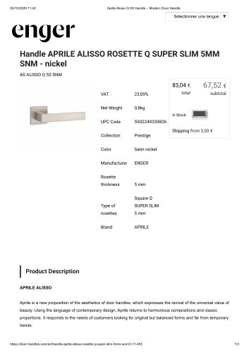 Handle APRILE ALISSO ROSETTE Q SUPER SLIM 5MM SNM - nickel