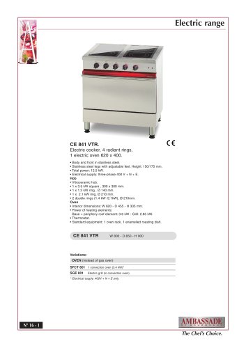 Electric ranges:CE 841 VTR