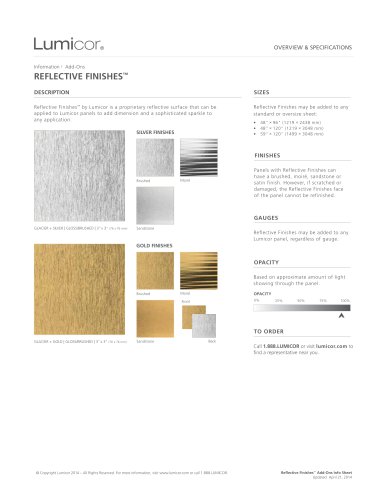 Reflective Finishes Information Sheet