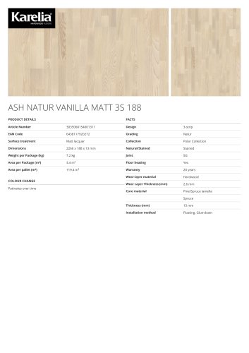 ASH NATUR VANILLA MATT 3S 188