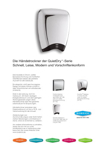 Die Handetrockner der QuietDry-Serie