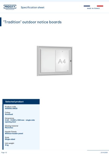 "Tradition" outdoor notice boards