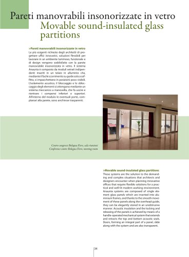 Glass movable sound-proof partition walls  PMIV - GLASS