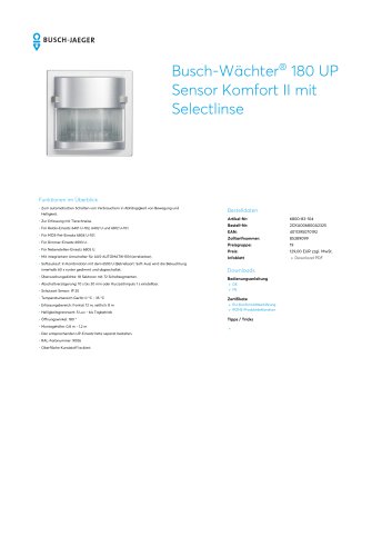 Busch-Wächter® 180 UP Sensor Komfort II mit Selectlinse ALUSILBER