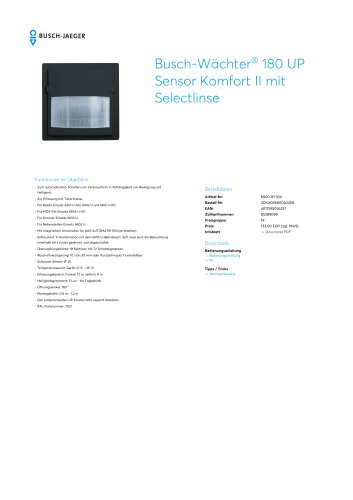 Busch-Wächter® 180 UP Sensor Komfort II mit Selectlinse ANTHRAZIT