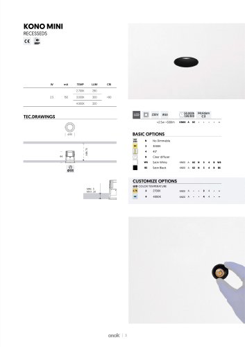 Technical Datasheet KONO MINI RECESSEDS