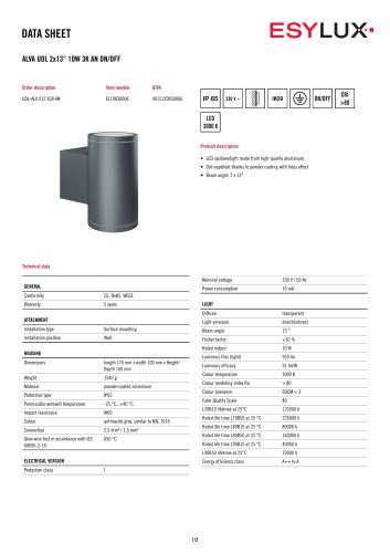 ALVA UDL 2x13° 10W 3K AN ON/OFF