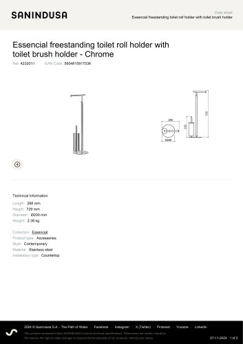 Essencial freestanding toilet roll holder with toilet brush holder