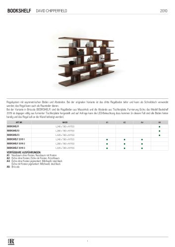 scheda tecnica bookshelf