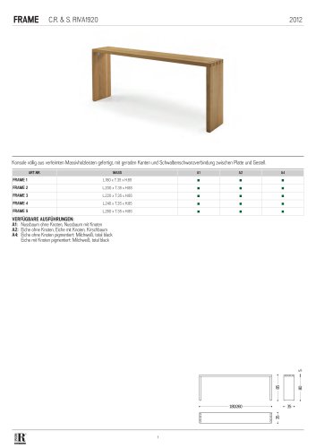 scheda tecnica frame