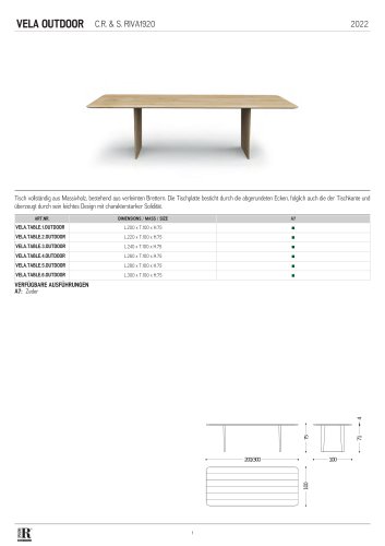 scheda tecnica vela outdoor