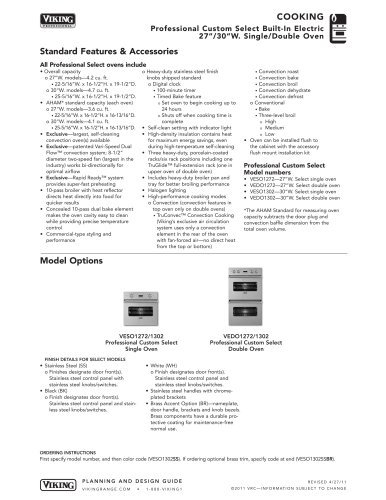 Professional Custom Select Built-In Electric 27”/30”W. Single/Double Oven