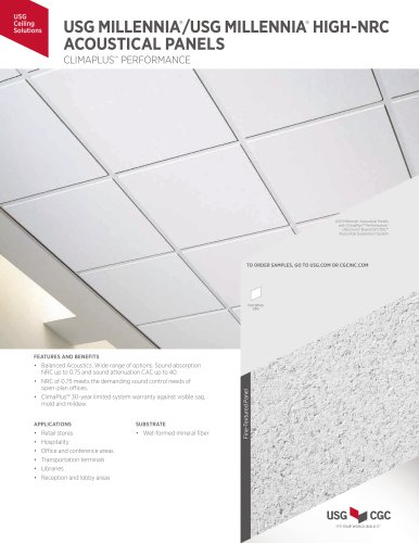 USG MILLENNIA® /USG MILLENNIA®  HIGH-NRC ACOUSTICAL PANELS