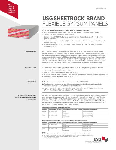 USG SHEETROCK®  BRAND FLEXIBLE GYPSUM PANELS