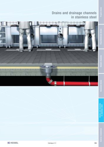 Drains and drainage channels in stainless steel