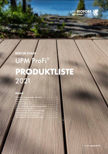 UPM ProFi® BEST IN CLASS PRODUKTLISTE 2021