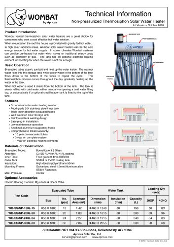 Non-pressurized Thermosiphon Solar Water Heater