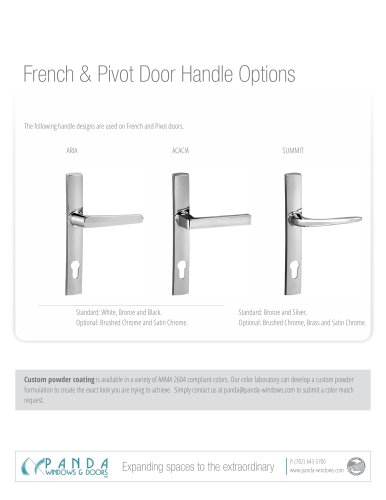 French & Pivot Door Handle Options